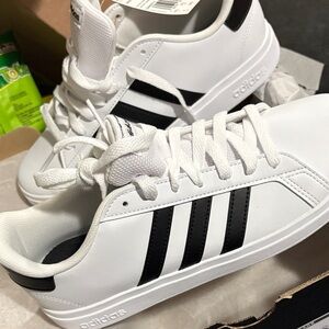 Adidas Classic White Sneakers with Black Stripes